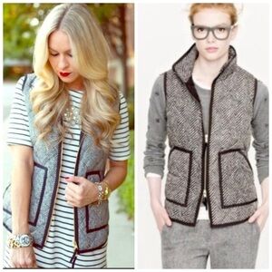 J. Crew Herringbone Excursion Down Vest Style 02533 Women’s Size XS NWT